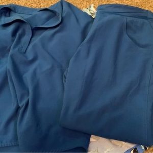 Figs scrub set royal blue sm top, large pant
